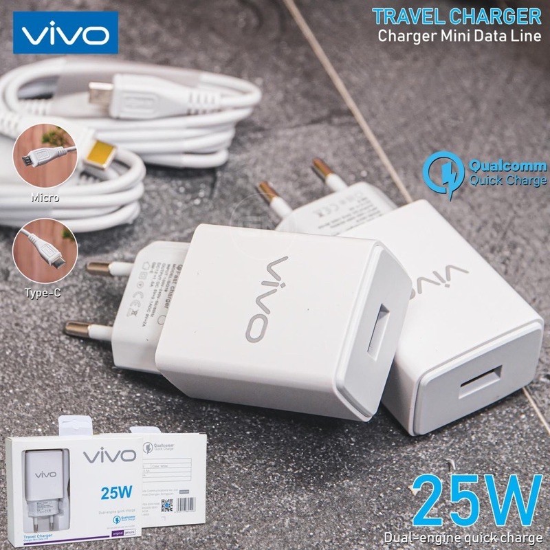 Tc Travel Charger VIVO 25Watt Original Qualcom Micro Usb &amp; Type C