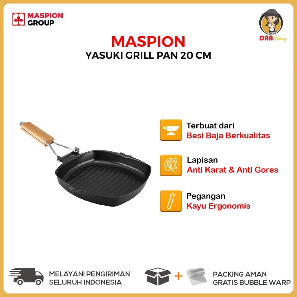 YASUKI GRILL PAN 20CM TEFLON MASPION PANGGANG STEAK DAGING GRILLPAN PEMANGGANG BBQ ANTI LENGKET
