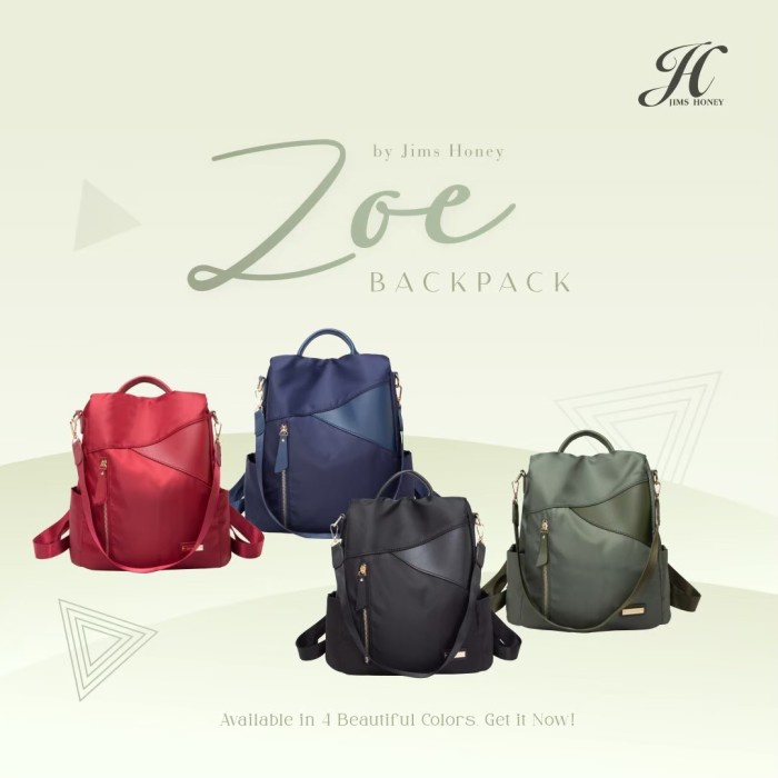 PROMO TAS WANITA Jims Honey - Zoe Backpack Tas Ransel Wanita - Hitam RANSEL TAS WANITA IMPORT TERBAR