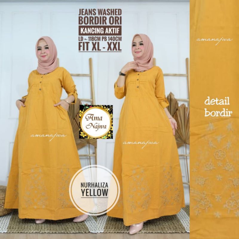 GAMIS NURHALIZA YELLOW BY AMA NAJWA