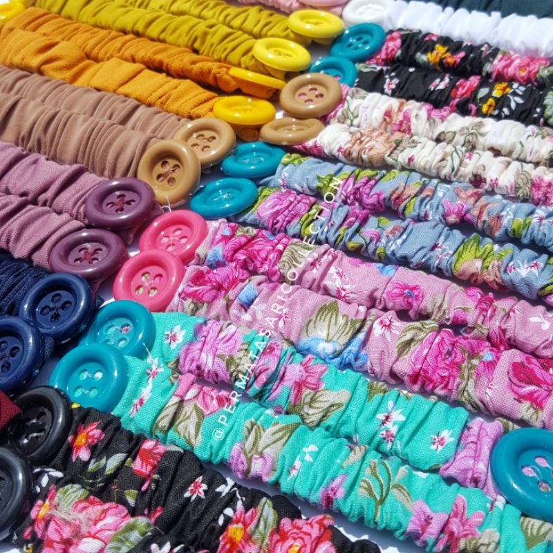 Konektor Tali Pengait Penghubung Masker Dewasa Kancing Karet Bunga Polkadot Blaster Jilbab Kerudung