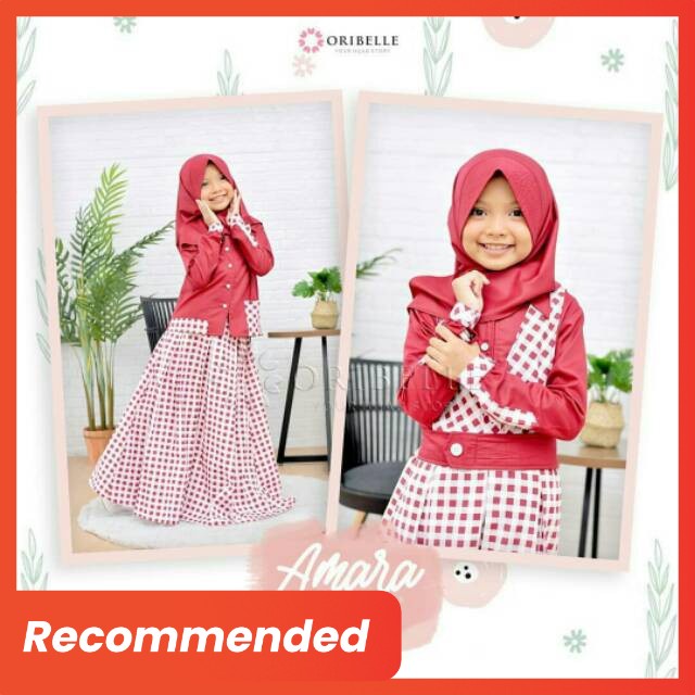 AMARA By ORIBELLE KIDS, OVERALL 2 IN 1, Pakaian Baju Busana ANAK PEREMPUAN Muslim Muslimah SET Plus 