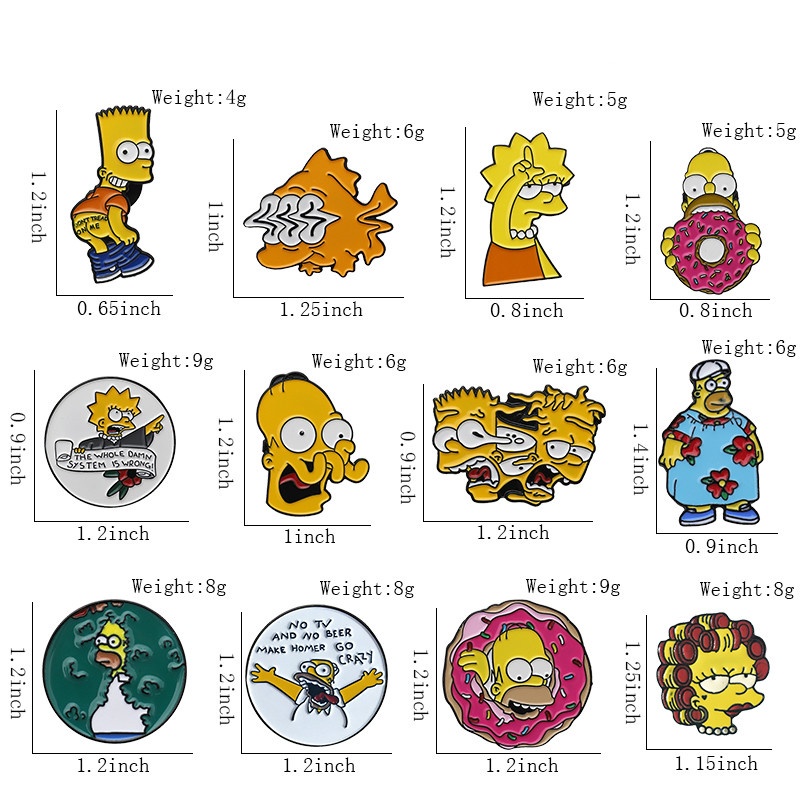 Anime Elements The Simpsons Lapel Pin Ransel Lencana Hadiah untuk Teman Aksesoris Pakaian