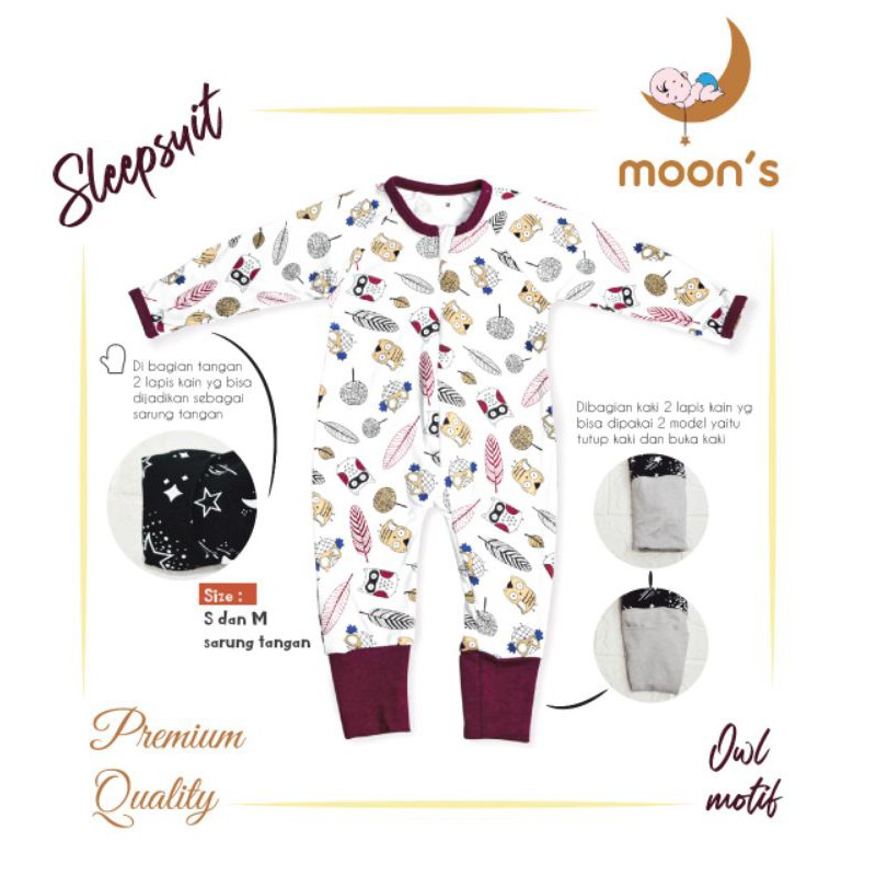 SML Moons Slepsuit Premium Motif Dita baby ,jumper bayi,Baju bayi