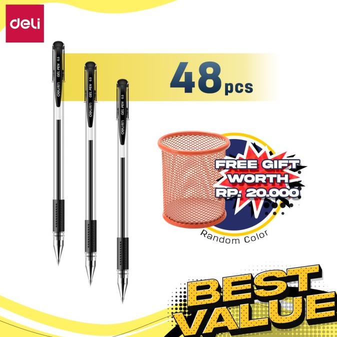 

[COD] Deli Combo ATK Ekonomis 48pcs Gel Pen 0.5mm Free Tempat Pulpen 6600ES LIMITED EDITION Kode 86