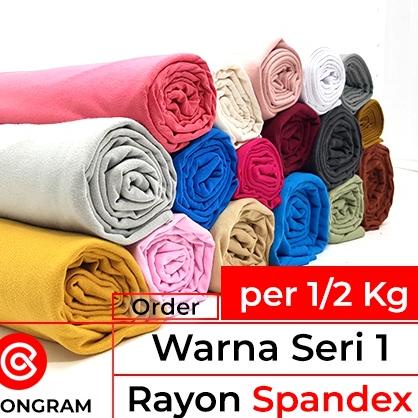 COTTONGRAM Kain Rayon Spandex Stretch Bahan Kaos Kiloan Warna Seri 1 Per Setengah Kg