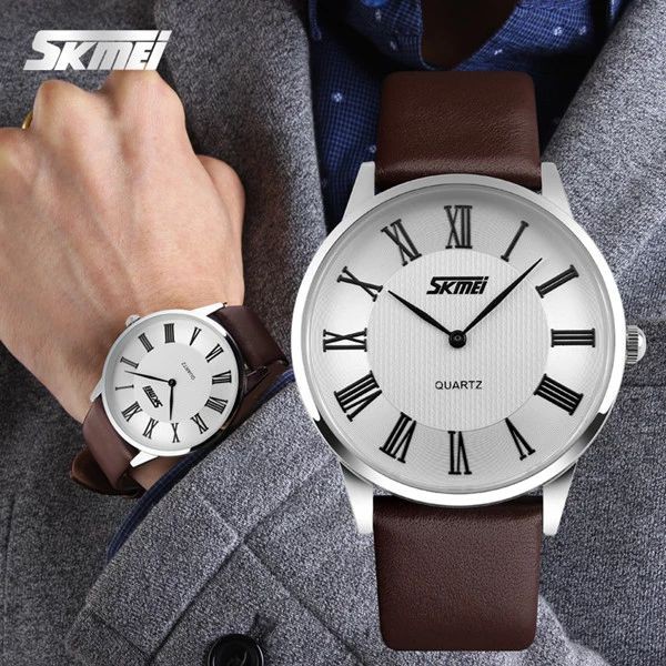 SKMEI 9092 Jam Tangan Pria Wanita Analog Tali Kulit WATCHKITE WKOS