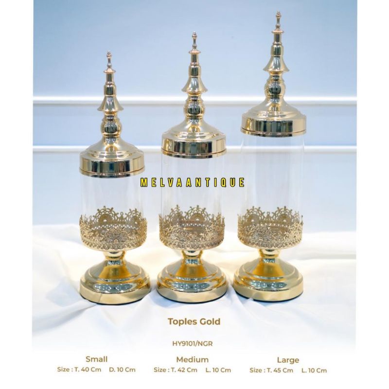 Pajangan Toples Gold kristal motif Turkey