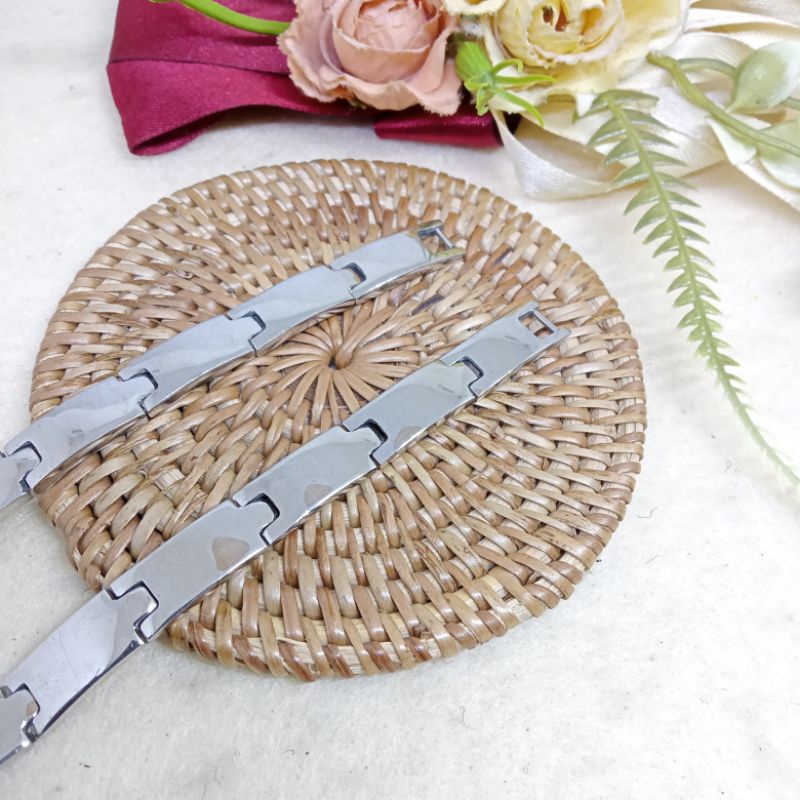 Gelang Monel Pipih I Gelang Monel Pria I Gelang silver anti karat