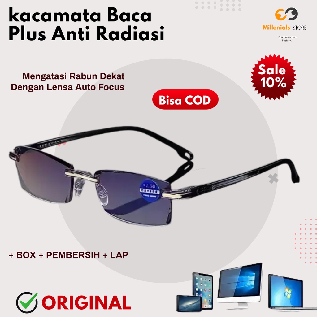 Kacamata Baca Plus Pria Wanita Buat Membaca Dan Jalan Kekinian Kaca Asli Model Baru Anti Radiasi Blu