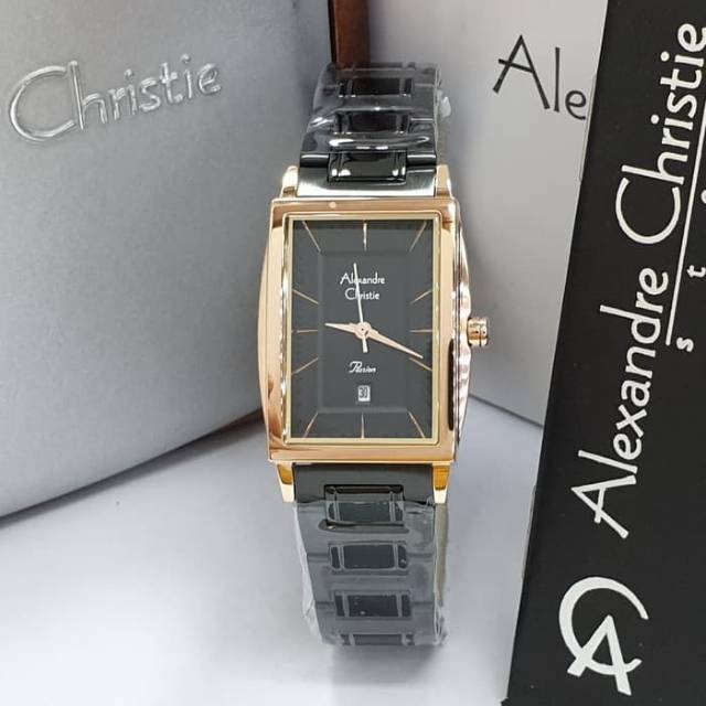JAM TANGAN WANITA ALEXANDRE CHRISTIE AC 2802 PASSION BLACK ROSE GOLD ORIGINAL