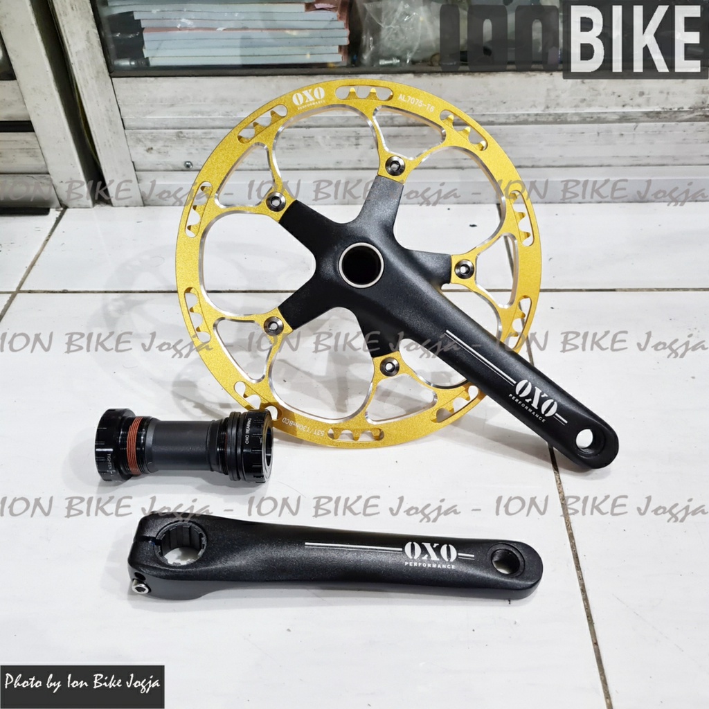 Crankset Oxo 56T Black Gold Hollowtech 2 BB HT2 Crank 56 T Single Seli