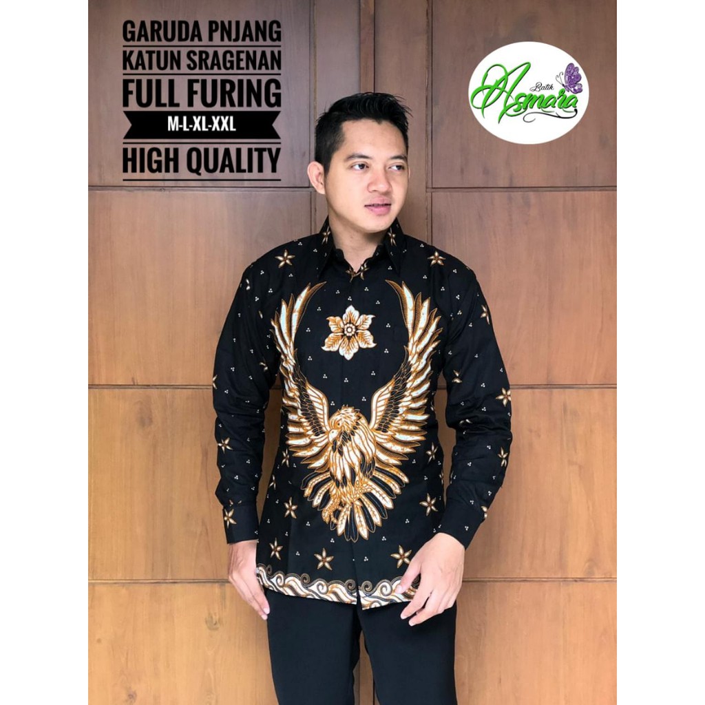 CAKRA WANGSA Kemeja Batik Pria Lengan Panjang Katun Halus FULL FURING Batik Asmara