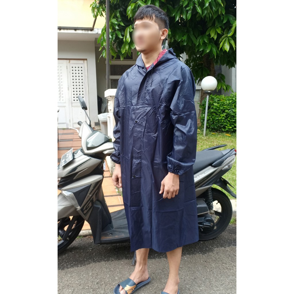 RA 03 Jas Hujan Terusan Poncho Anti Ribet Kancing Reseleting Ganda