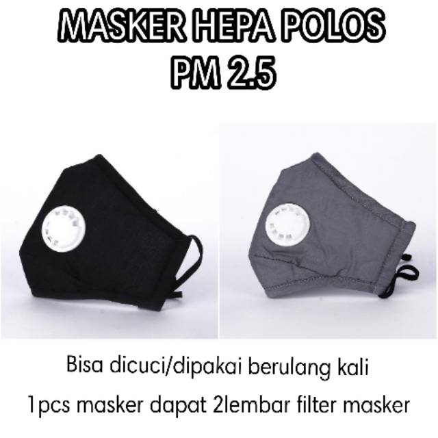 Masker Kain Dewasa Anti Debu Polusi HEPA PM 2.5 Filter N95 Unisex