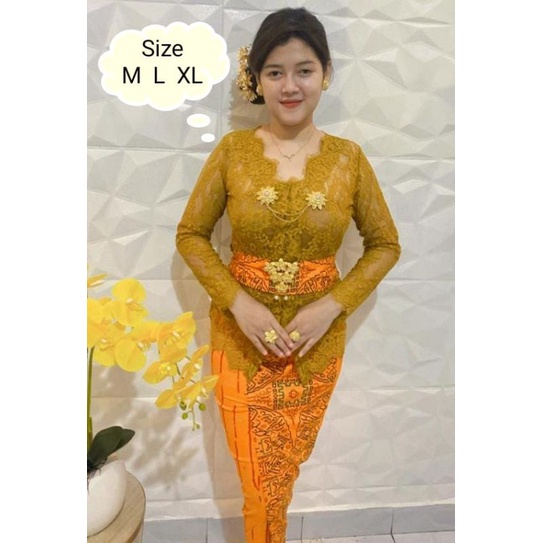 Kebaya Jadi Brokat Prancis Model Sabrina Lengan Panjang Motif Terbaru
