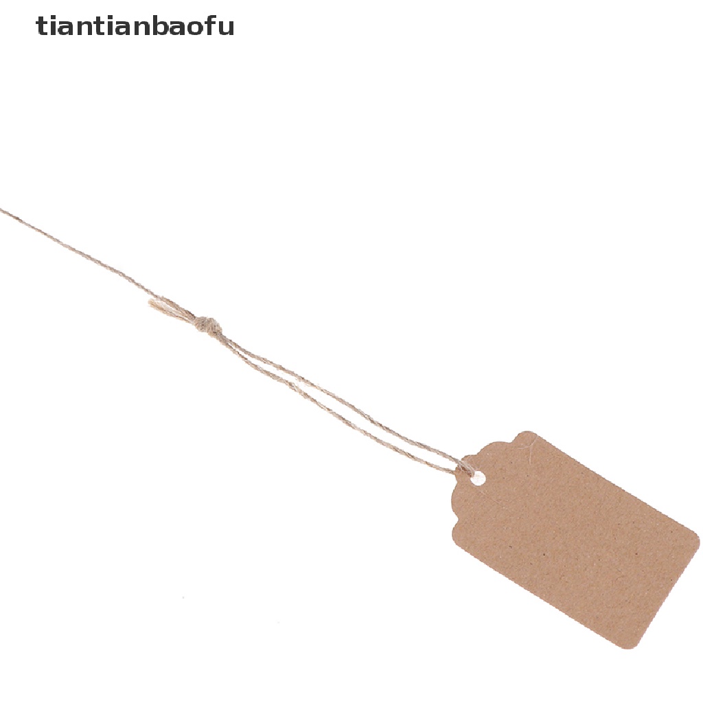 [tiantianbaofu] 100Pcs Blank Kraft Jewelry Price Label String Price Tags With String 20m Boutique