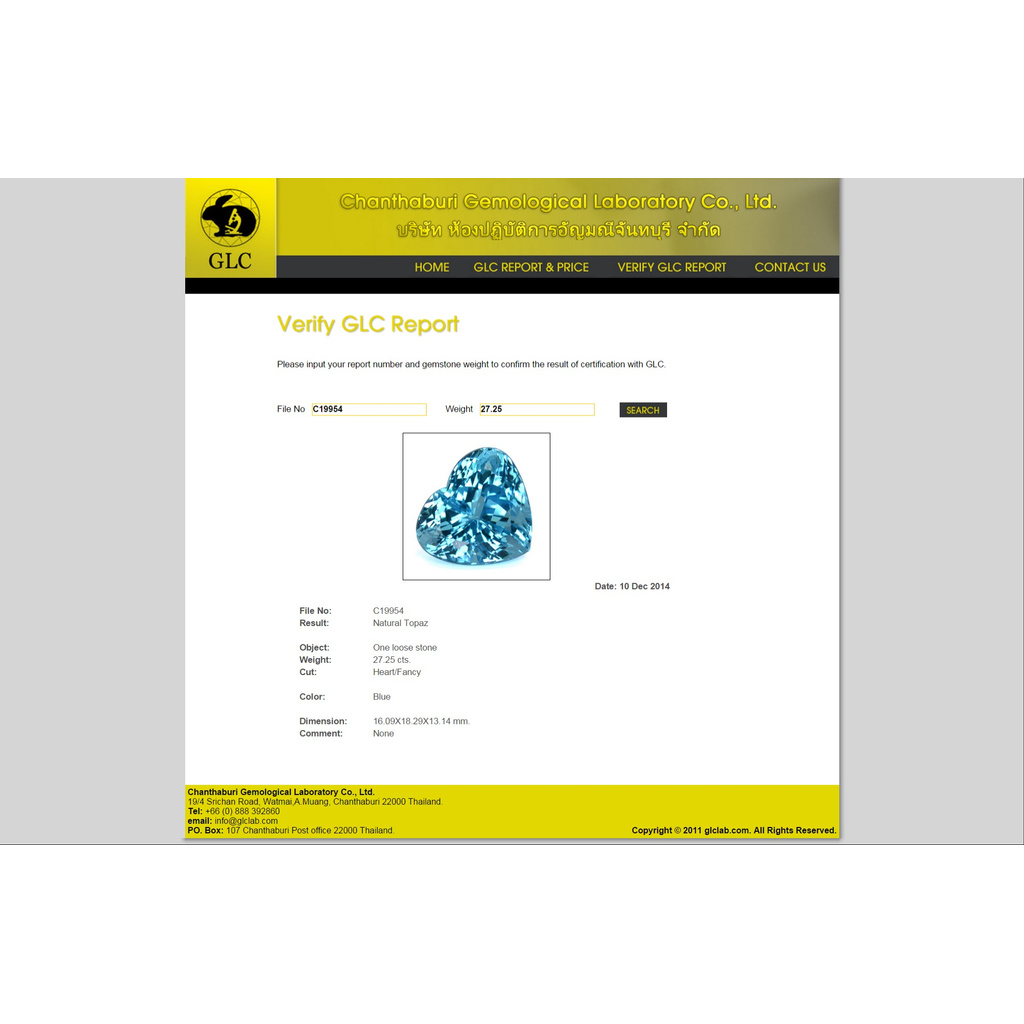 GLC Certified Clean 27.25ct 18.5x16mm Heart Natural Swiss Blue TOPAZ Brazil Super Luster TP015