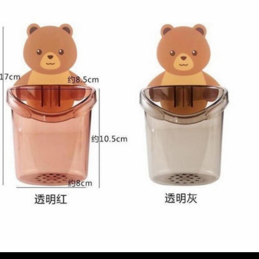 Bear Tempat Sikat Gigi Holder Kamar Mandi Rak Pengering Berlubang Lucu