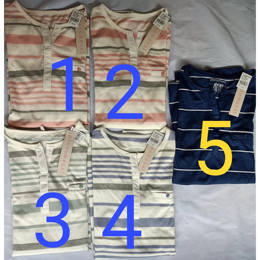 S/M/L-Blouse wanita Phenomenal Lengan 7/8/GARIS-GARIS-1