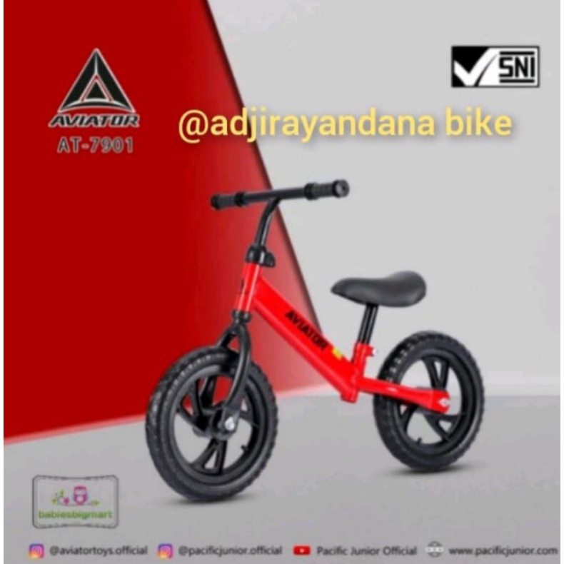 Sepeda Anak Balance bike Push Bike Tanpa Pedal AVIATOR AT 7901 & AT 2008 New-At 7901 merah