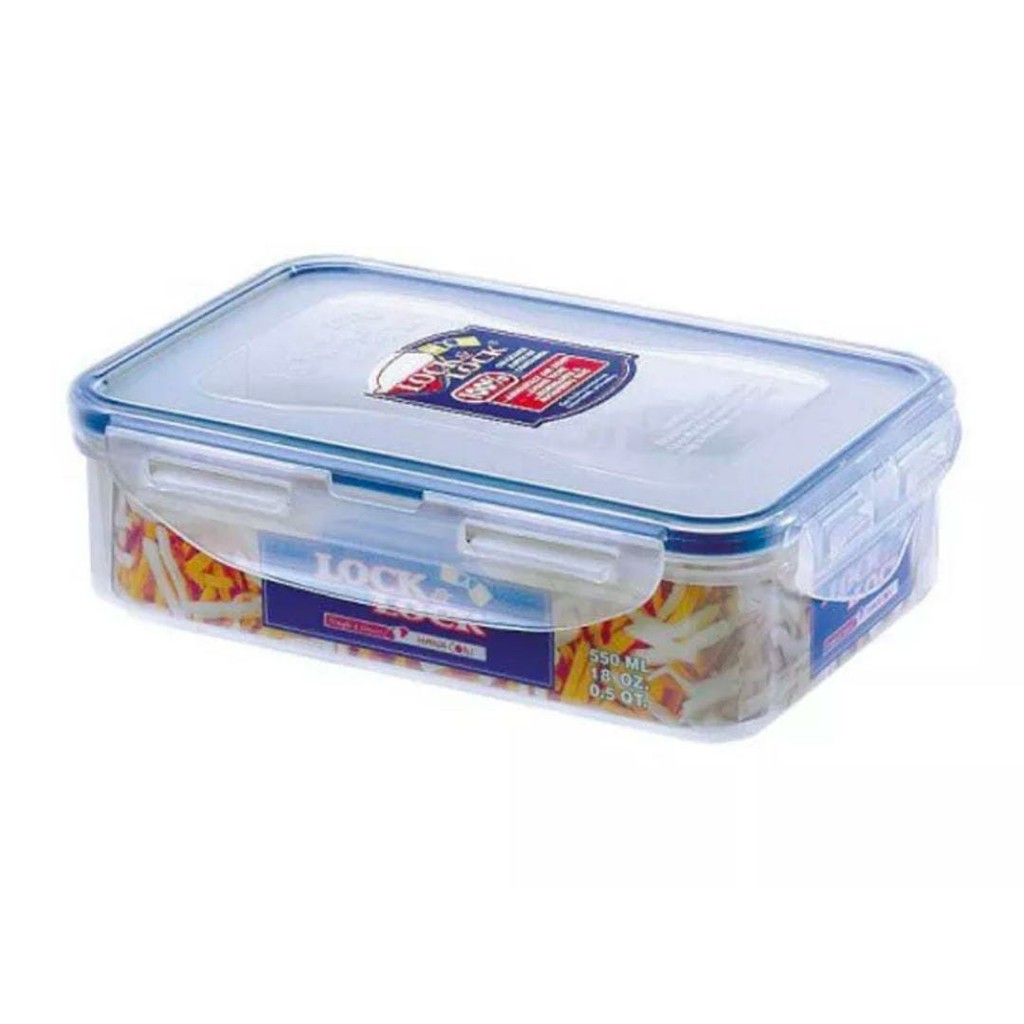 LOCK & LOCK Airtight Container Rectangular Short Food Countainer HPL815 550ML - lock&lock - tempat b