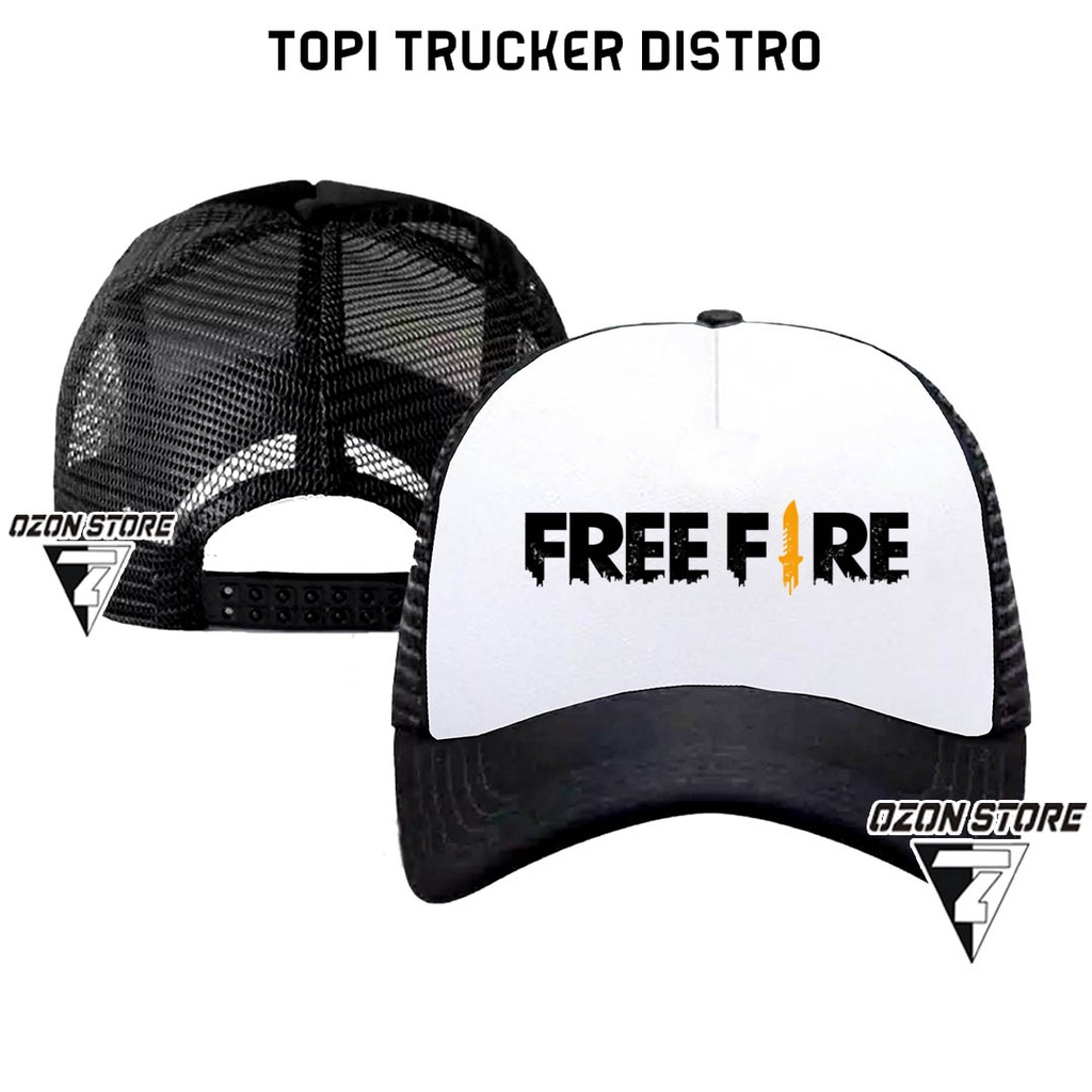 Topi trucker jaring distro Polos custom Karakter Game Freefire pria wanita Topi Anak &amp; Dewasa