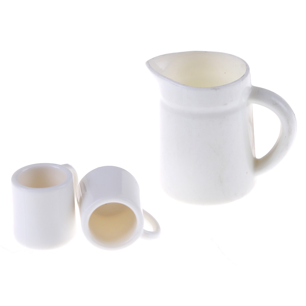 Set Miniatur Cangkir Kopi / Teh Bahan Plastik Warna Putih Skala 1: 12 Untuk Rumah Boneka
