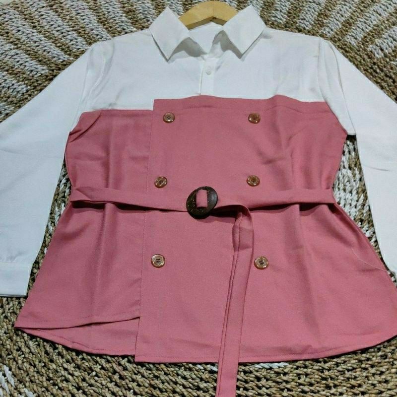 SINTA BLOUS // Kemeja Wanita Motif Ld 100 Bahan Mpscrep-Dusty