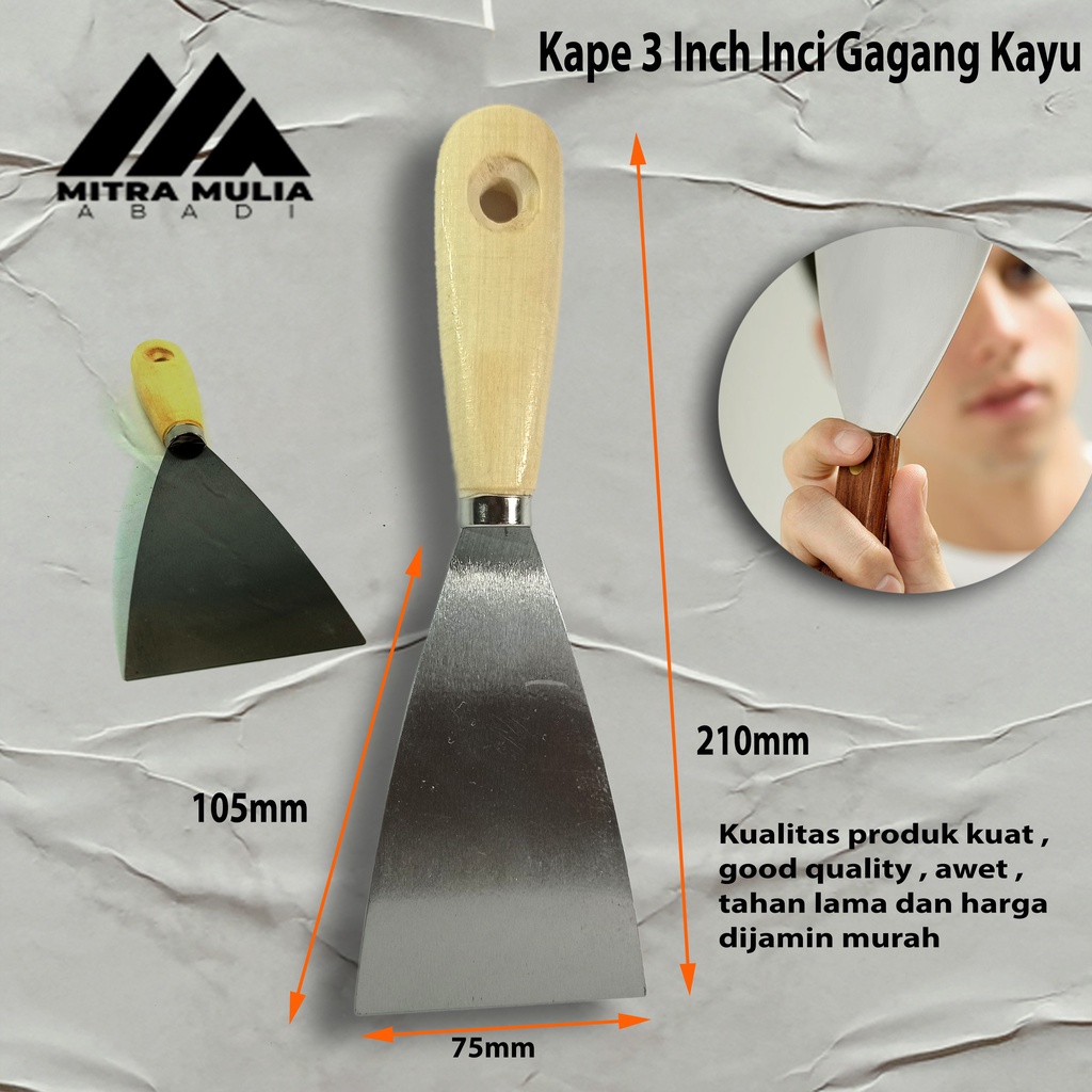 Kape 3 Inch Inci Gagang Kayu SKRAP SCRAP 3&quot;