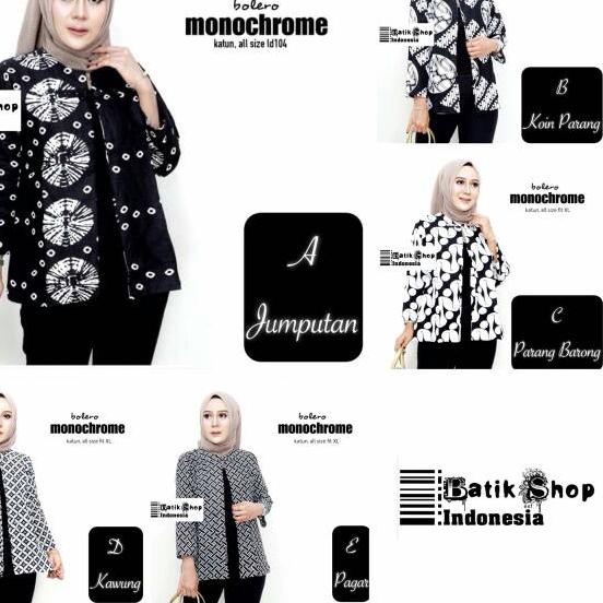 10.10 F⚡ASH SALE Bolero Monokrom Batik Modern Rompi Monochrome Outerwear Wanita Blazer Kerja Kantora