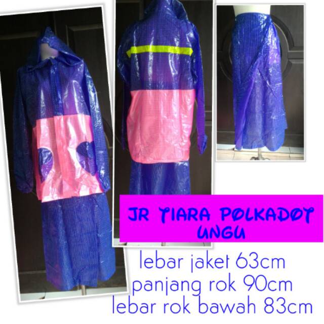 Jas hujan rok wanita muslimah Tiara Polkadot