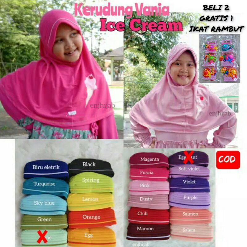 JILBAB ANAK SIZE S USIA 4 - 7 TAHUN VANIA ICE CREAM HIJAB SEKOLAH PAUD TK SD