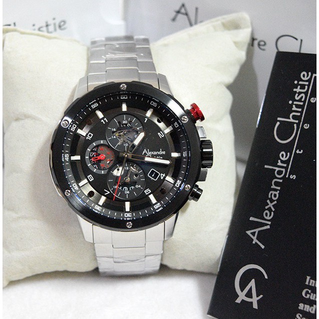 Jam AC Alexandre Christie 6453 Silver Black Chronograph Super