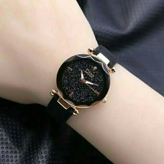 Jam Tangan Wanita Murah permata Kulit Plat Glitter Manik