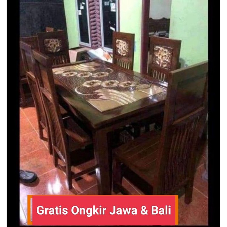 Meja makan Kayu jati 4 kursi