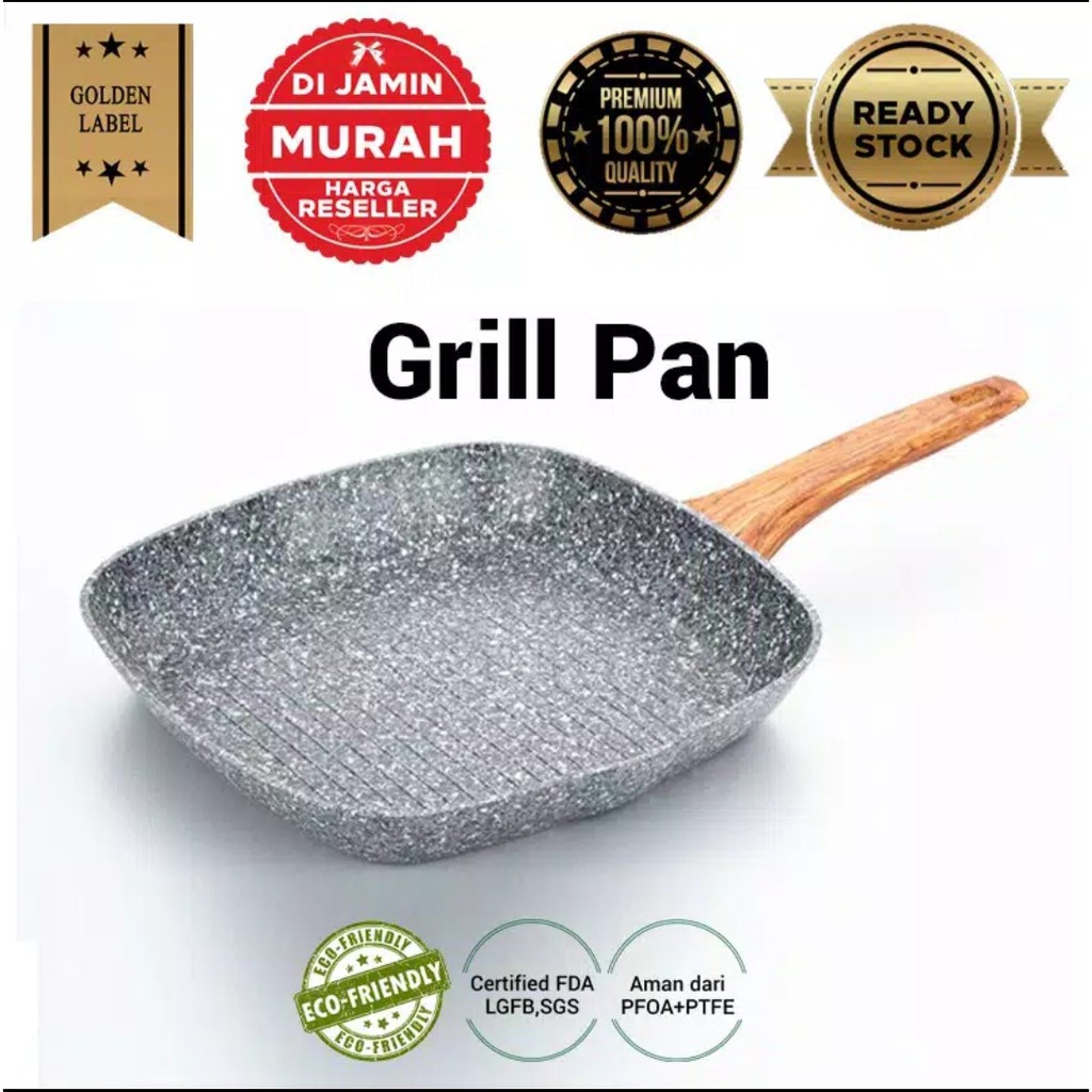 Wajan Anti Lengket Penggorengan Pemanggang Grill Pan Granite 28cm Perabotan Dapur By Mykochen.ina