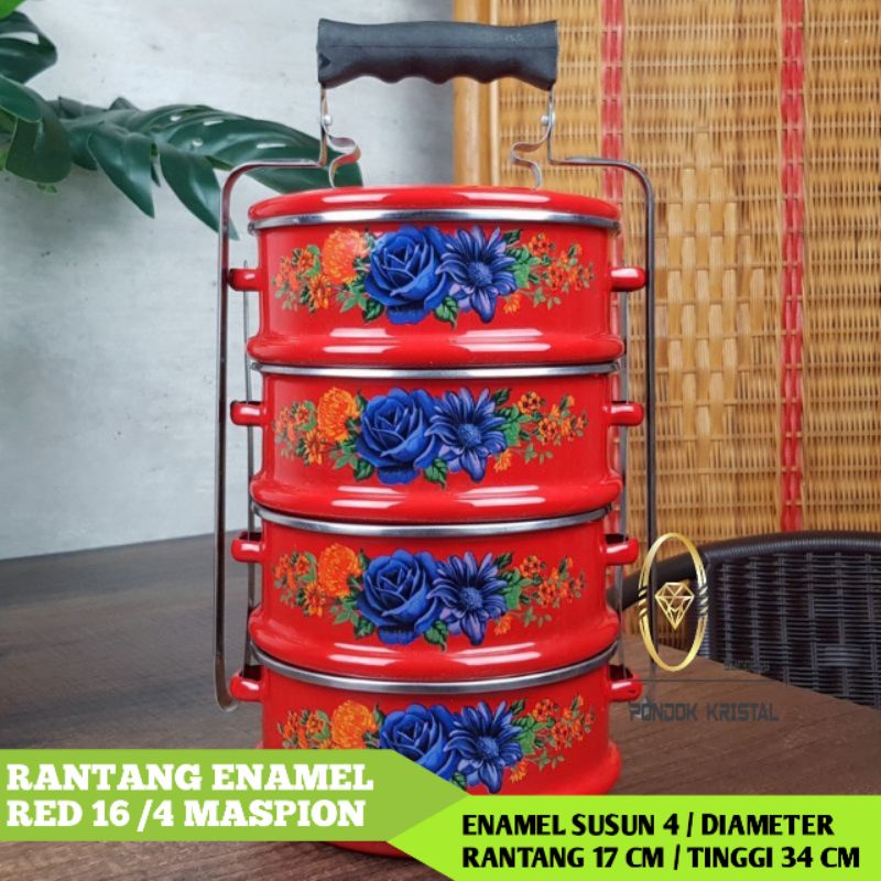 Rantang Susun 4 Enamel Maspion / Rantang Tingkat Empat Maspion