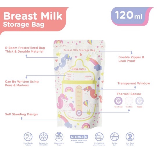 GEABABY Breast Milk Storage Bag 120ml Pattern Edition (Kantong Asi)