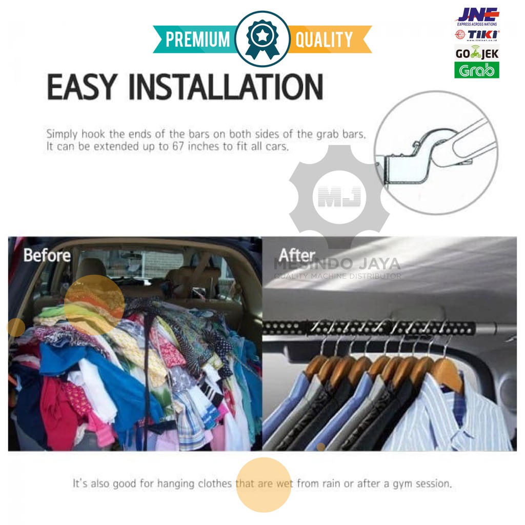 Gantungan Bar Baju Jas Pakaian Mobil / Car Hanger Clothes Bar Expandable Portable Hook Hanger Baju