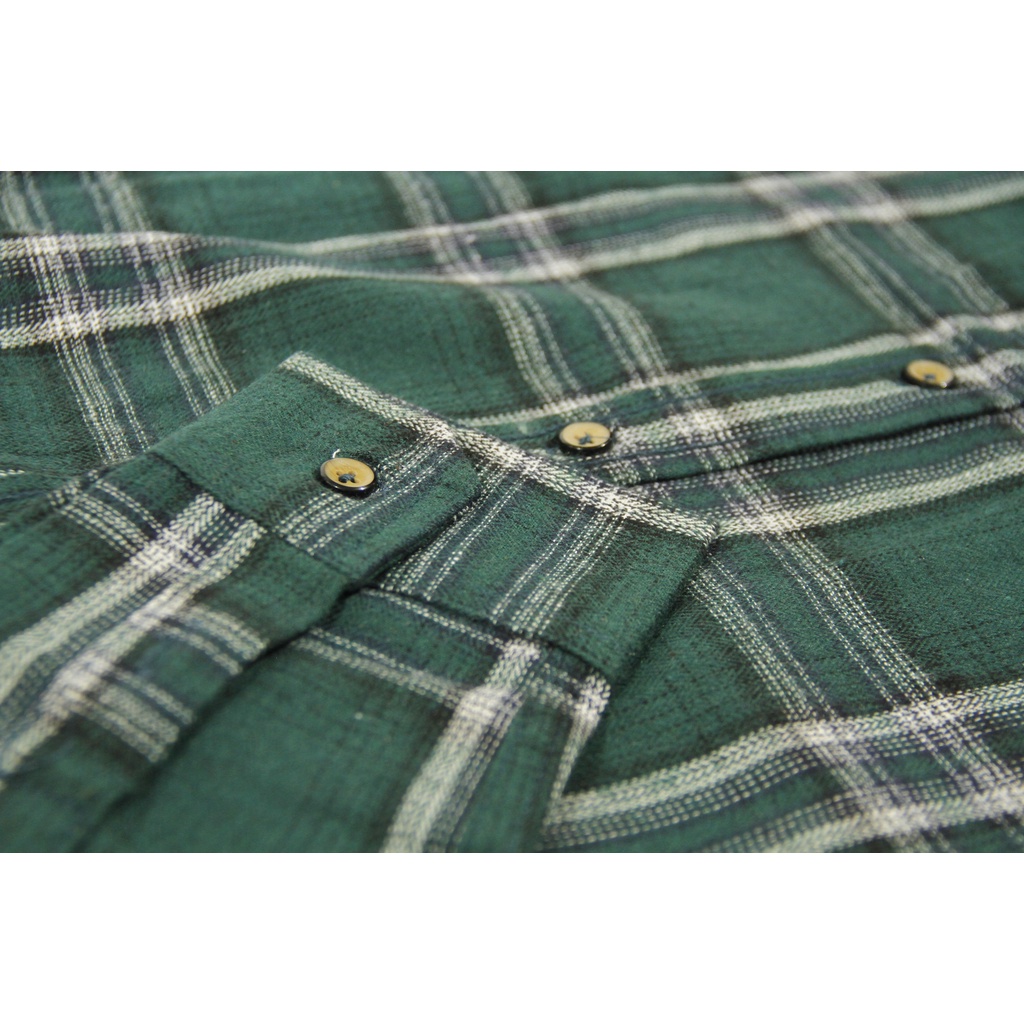 COD Kemeja Flanel Unisex Lengan Panjang Slimfit | Ilefen Tuelef Olive Green 100% Original Brand