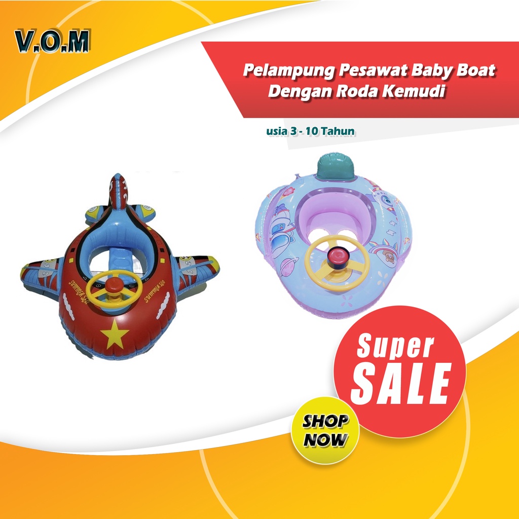 Pelampung Pesawat Baby Boat Dengan Roda Kemudi 90cm Terlaris 0749