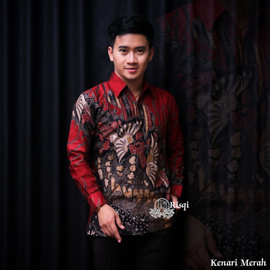 Batik Pria Lengan Panjang BATIK NAKULA HRB026 motif MANOKMANIES Kode 002 size M L XL XXL Reguler