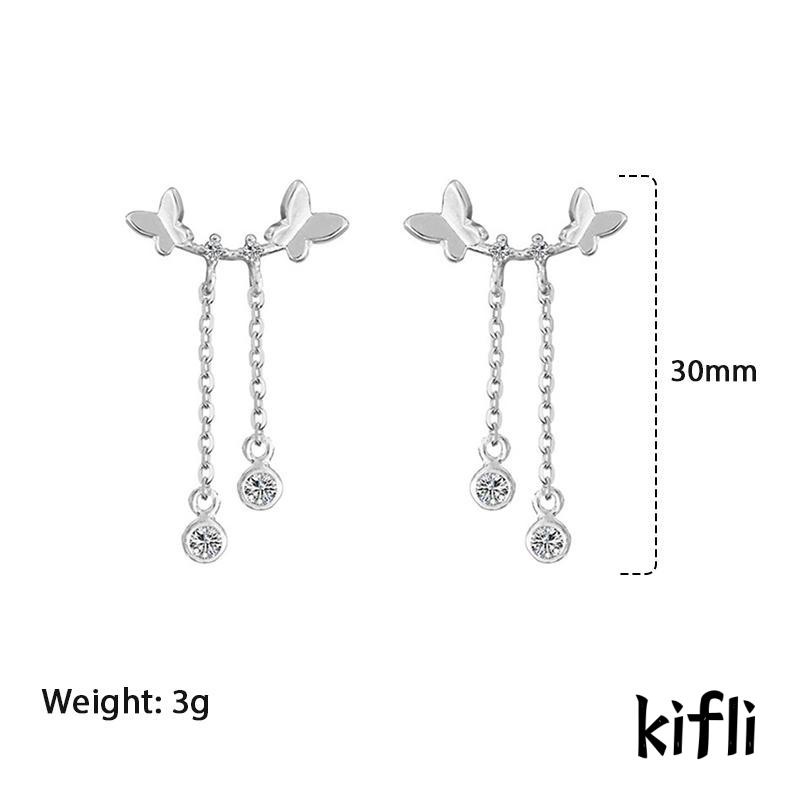 Set Kalung + Anting Tusuk Desain Kupu-Kupu Ganda Untuk Wanita (KD)