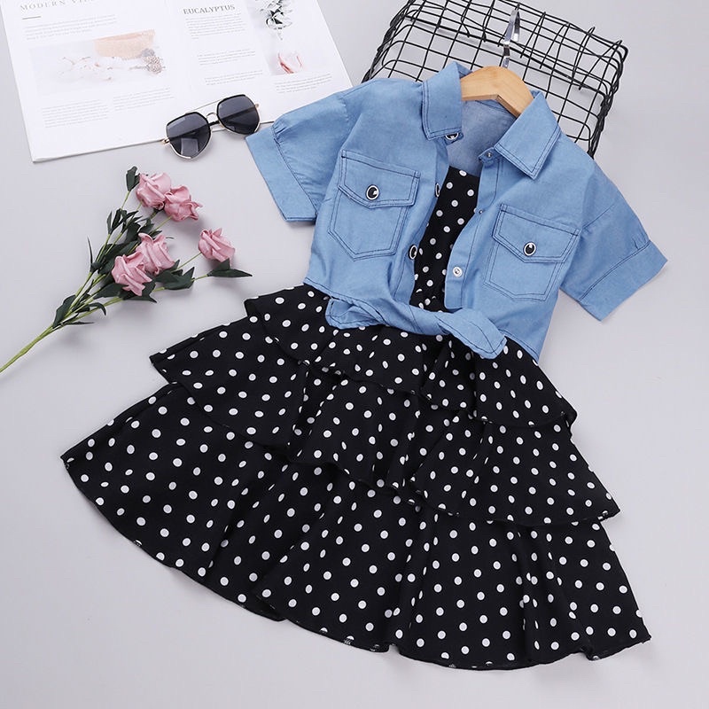 FILOBEE DRESS ANAK PEREMPUAN/DRESS DAN ROMPI DENIM/DRESS POLKADOT