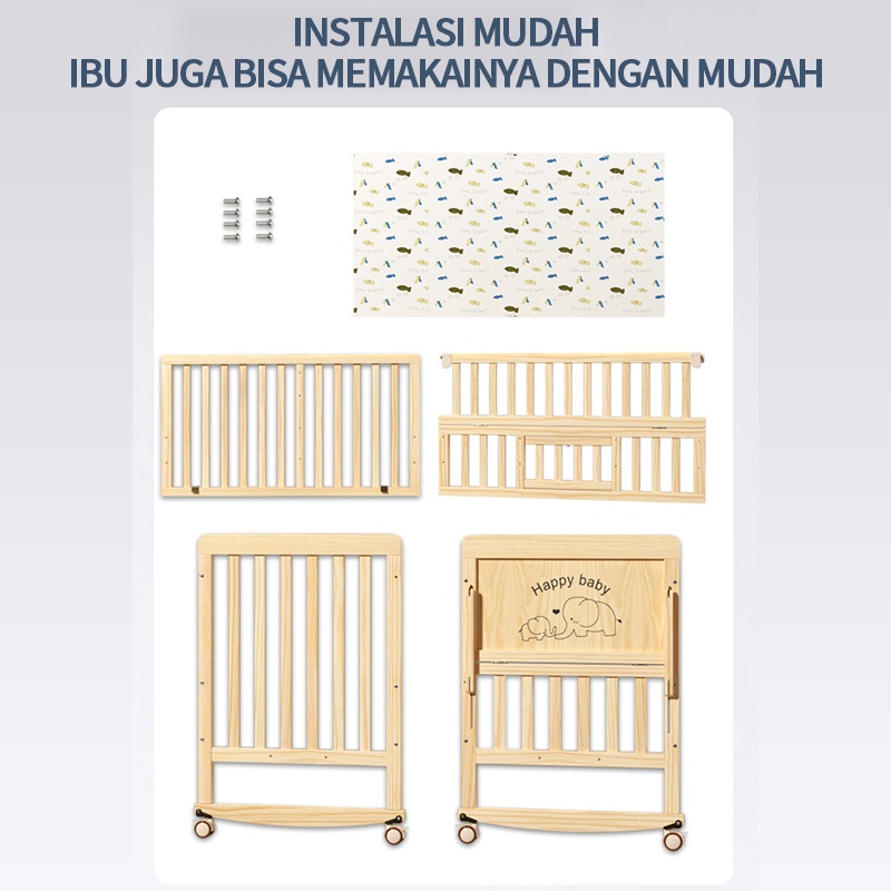 BLUE SKY rocking Baby Box Bayi / Tempat tidur kayu solid multifungsi Tempat Tidur Bayi / ranjang bayi / tempat tidur bayi / Kayu Solid