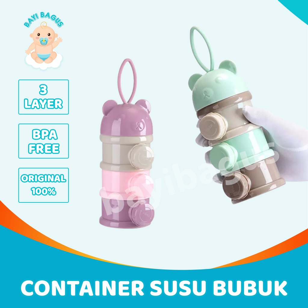 Food Container Baby 3 Layer Box Kontainer Susu Bubuk Bayi Portable Kotak Makan Tempat Makan Travelli