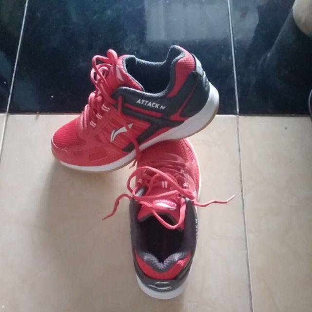  SEPATU  BADMINTON  LINING ATTACK IV JOJO  RED DK GREY WHITE 