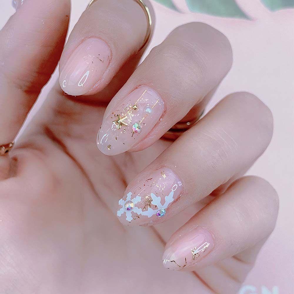 Mxbeauty Natal Dekorasi Kuku Wanita Fashion Kuku Foil Emas Manikur Aksesoris Bulan Bintang 3D Nail Jewelry