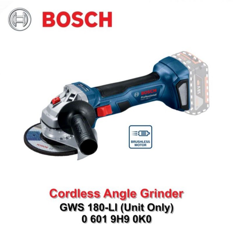 Mesin Gerinda 4" Cordless Bosch GWS 180-LI Brushless Angle Grinder